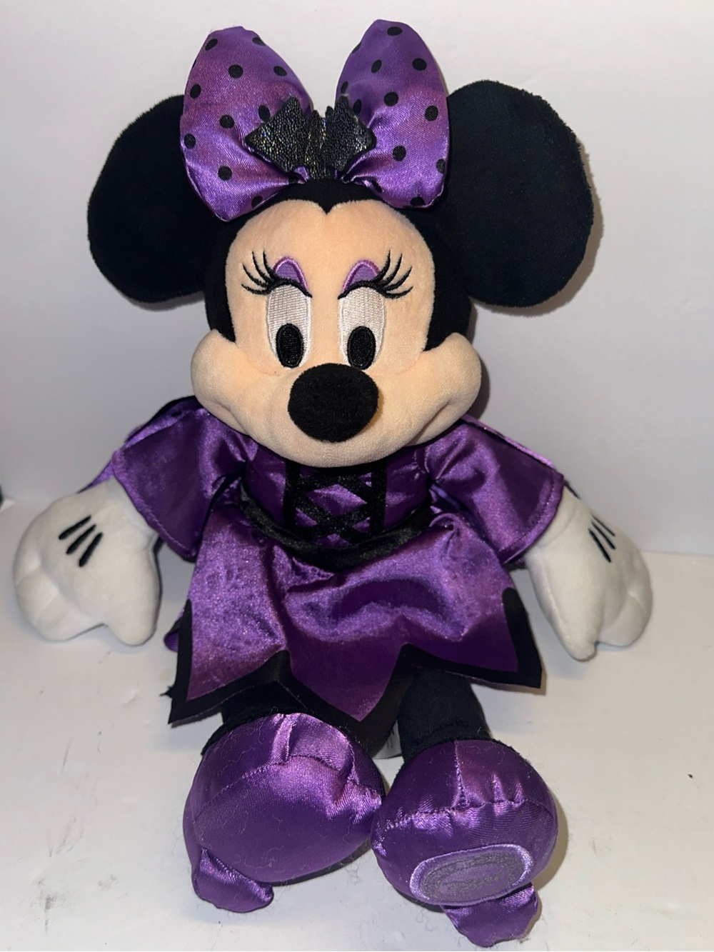 Disney Store Minnie Mouse Halloween Witch Plush Purple Satin Dress Collectible